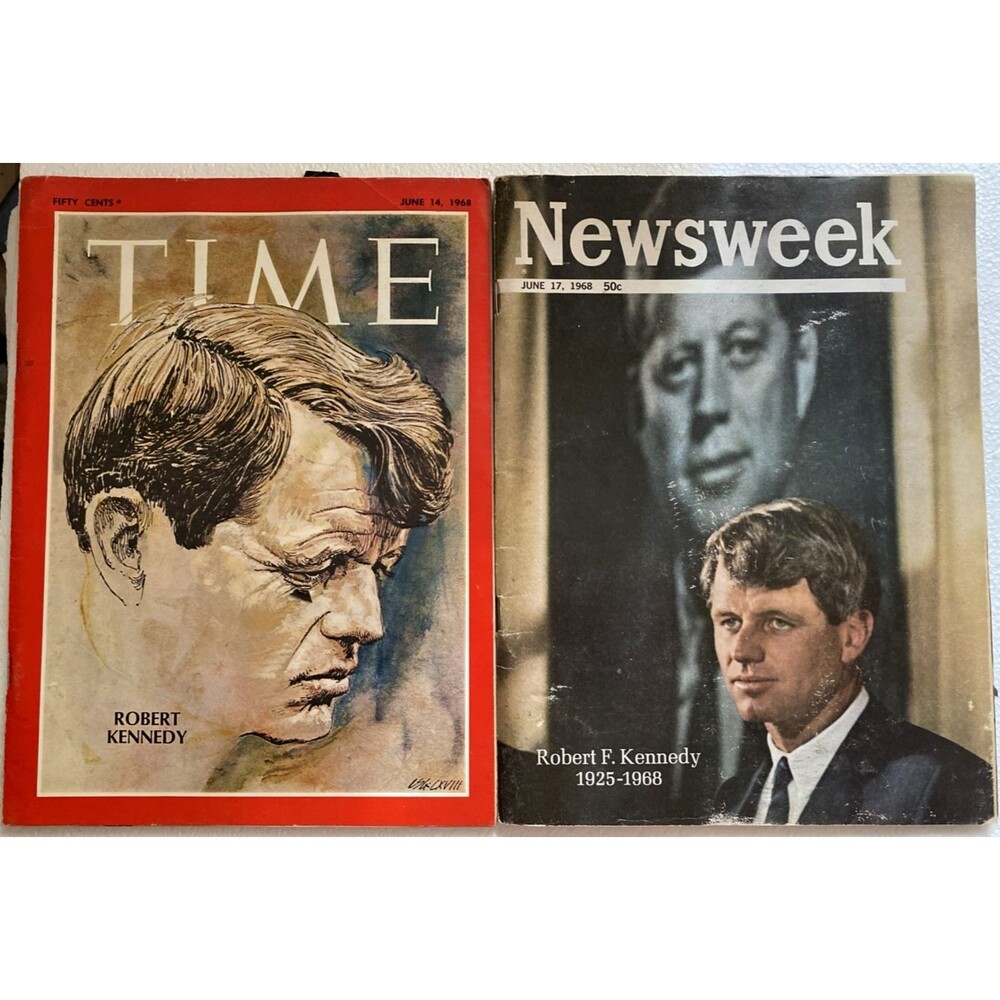 Lot 2 Vintage 1968 Robert F Kennedy Assassination TIME Newsweek Magazines RFK